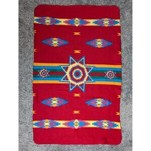 Native American Blanket Throw 58x34" St. Labre Indian School Southwest Fleece